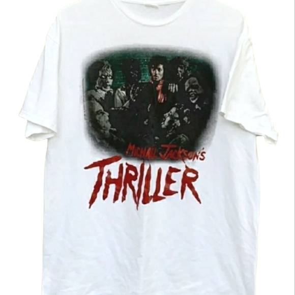 Vintage Thriller Michael Jackson White Graphic T-shirt 100% Cotton‎ Size Medium - Picture 9 of 9